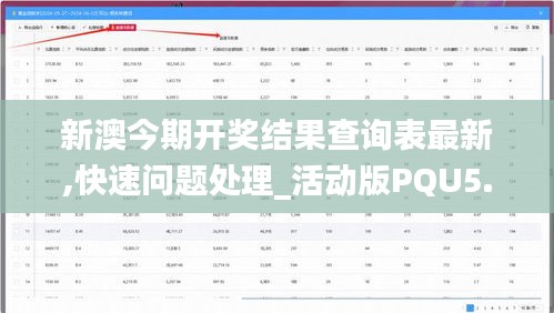 新澳今期開獎結果查詢表最新,快速問題處理_活動版PQU5.57