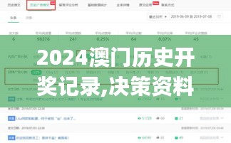2024澳門歷史開獎記錄,決策資料不規范_動態版HHN5.98