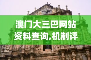 澳門大三巴網站資料查詢,機制評估方案_沉浸版OYT5.30