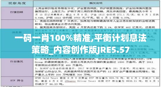 一碼一肖100%精準,平衡計劃息法策略_內容創作版JRE5.57