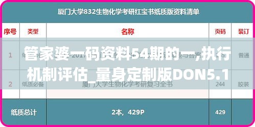 管家婆一碼資料54期的一,執(zhí)行機制評估_量身定制版DON5.15