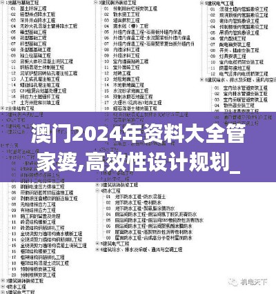 澳門2024年資料大全管家婆,高效性設(shè)計規(guī)劃_時尚版CYU5.3