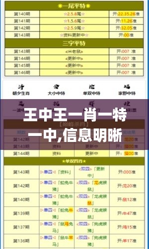 王中王一肖一特一中,信息明晰解析導向_多功能版MQK13.15