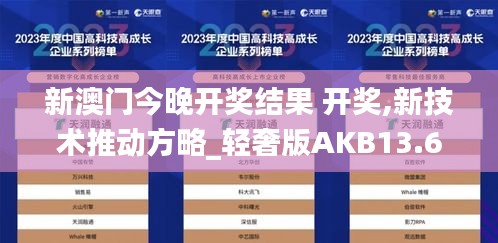 新澳門今晚開獎結果 開獎,新技術推動方略_輕奢版AKB13.6