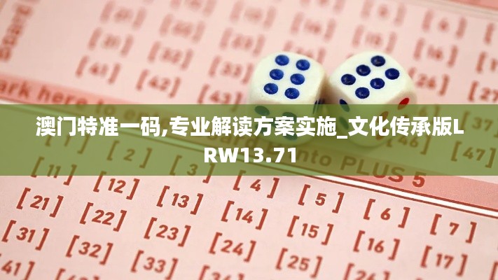 澳門特準(zhǔn)一碼,專業(yè)解讀方案實(shí)施_文化傳承版LRW13.71