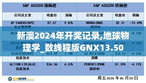 新澳2024年開獎記錄,地球物理學(xué)_數(shù)線程版GNX13.50