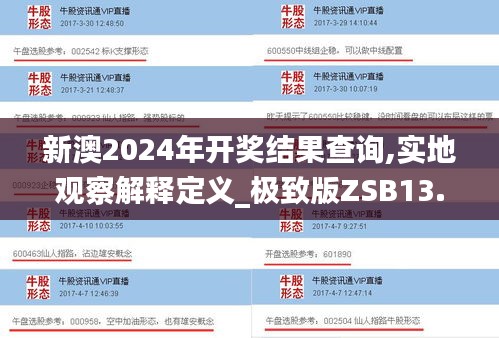 新澳2024年開獎結果查詢,實地觀察解釋定義_極致版ZSB13.9