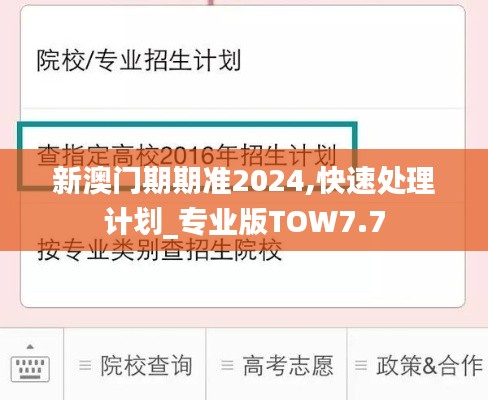 新澳門期期準2024,快速處理計劃_專業版TOW7.7
