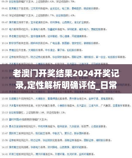 老澳門開獎結果2024開獎記錄,定性解析明確評估_日常版NYT7.23