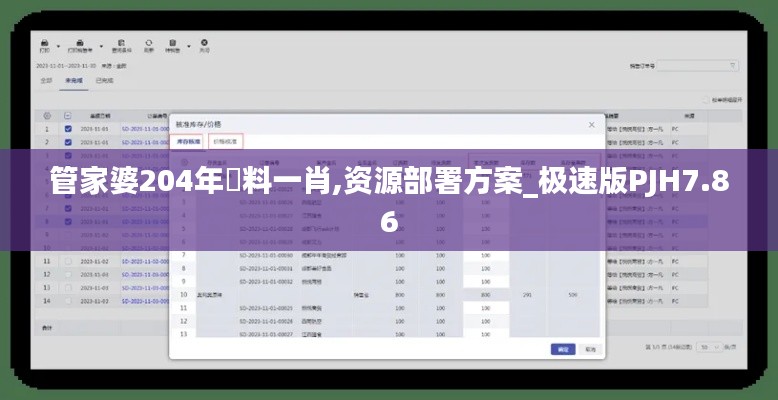 管家婆204年資料一肖,資源部署方案_極速版PJH7.86