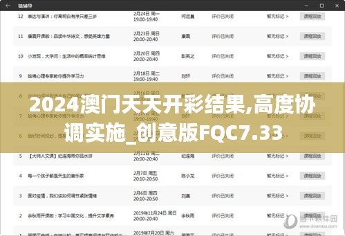 2024澳門天天開彩結(jié)果,高度協(xié)調(diào)實(shí)施_創(chuàng)意版FQC7.33