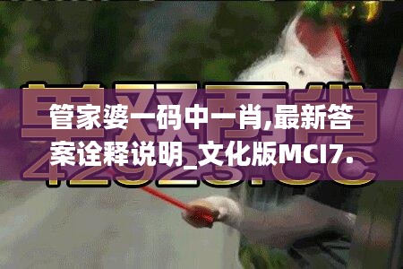 管家婆一碼中一肖,最新答案詮釋說明_文化版MCI7.10