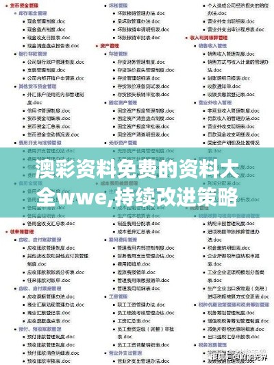 澳彩資料免費的資料大全wwe,持續(xù)改進(jìn)策略_親和版UHN7.43