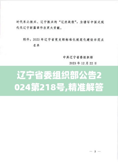 遼寧省委組織部公告2024第218號,精準(zhǔn)解答方案詳解_經(jīng)典版LJU7.22