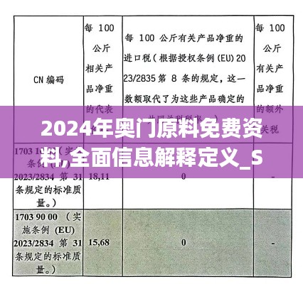 2024年奧門原料免費資料,全面信息解釋定義_SE版GBT13.4