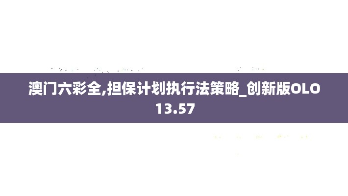澳門六彩全,擔保計劃執行法策略_創新版OLO13.57