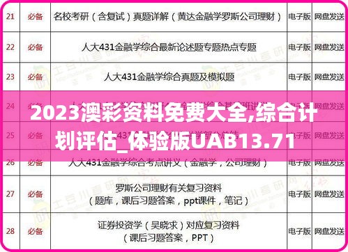 2023澳彩資料免費大全,綜合計劃評估_體驗版UAB13.71