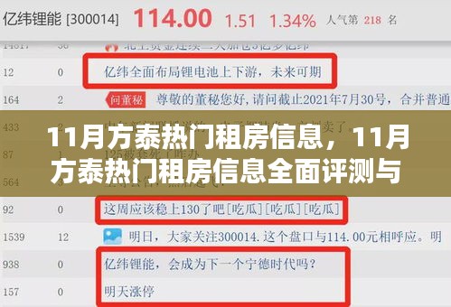 11月方泰熱門租房信息詳解與全面評測