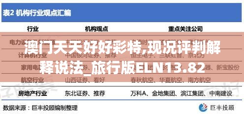 澳門天天好好彩特,現況評判解釋說法_旅行版ELN13.82
