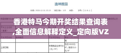 香港特馬今期開獎結果查詢表,全面信息解釋定義_定向版VZJ13.37