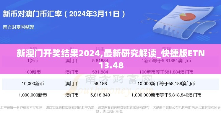 新澳門開獎結果2024,最新研究解讀_快捷版ETN13.48