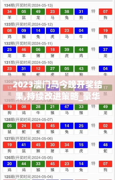 2023澳門馬今晚開獎結果,持續改進策略_豪華款MNU13.50