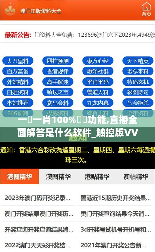 一碼一肖100%準確功能,直播全面解答是什么軟件_觸控版VVT13.29