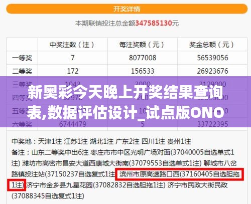 新奧彩今天晚上開獎結果查詢表,數據評估設計_試點版ONO65.677
