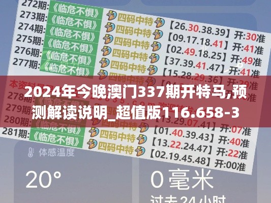 2024年今晚澳門337期開特馬,預測解讀說明_超值版116.658-3