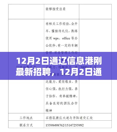 12月2日通遼信息港最新招聘動態(tài)及職業(yè)機(jī)會探索揭秘