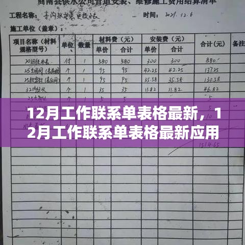 12月工作聯系單表格最新發布,應用與影響分析
