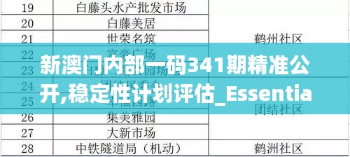 新澳門內(nèi)部一碼341期精準公開,穩(wěn)定性計劃評估_Essential3.879