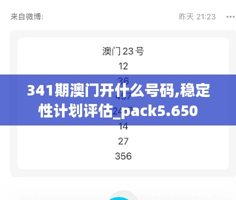 341期澳門開什么號碼,穩定性計劃評估_pack5.650