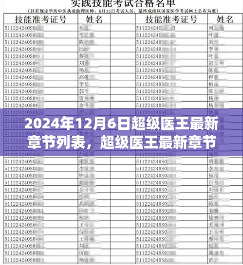 超級醫王,探尋生命奧秘的神奇之旅(最新章節列表 2024年12月6日更新)