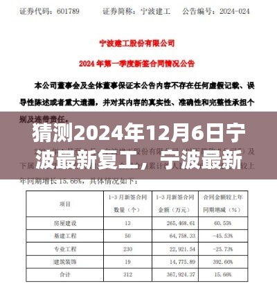 寧波最新復(fù)工進(jìn)展預(yù)測(cè)與深度分析(2024年12月6日版)
