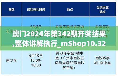 澳門2024年第342期開獎結果,整體講解執行_mShop10.320