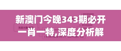 新澳門今晚343期必開一肖一特,深度分析解釋定義_標配版6.222