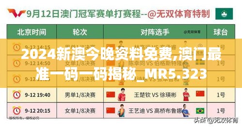 2024新澳今晚資料免費(fèi),澳門最準(zhǔn)一碼一碼揭秘_MR5.323