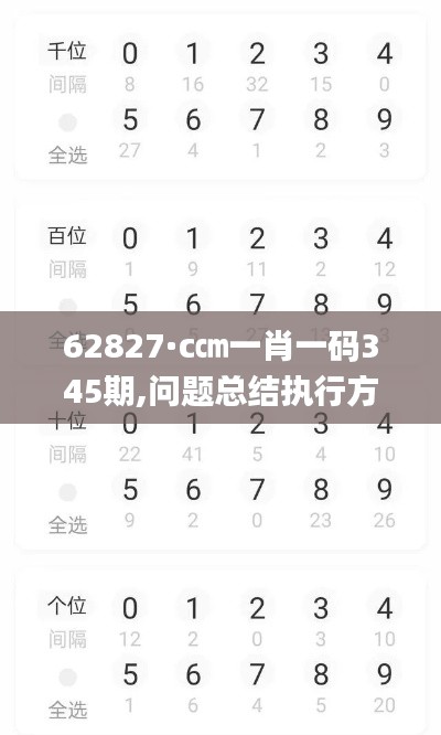 62827·c㎝一肖一碼345期,問(wèn)題總結(jié)執(zhí)行方案_kit2.291
