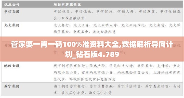 管家婆一肖一碼100%準資料大全,數據解析導向計劃_鉆石版4.789
