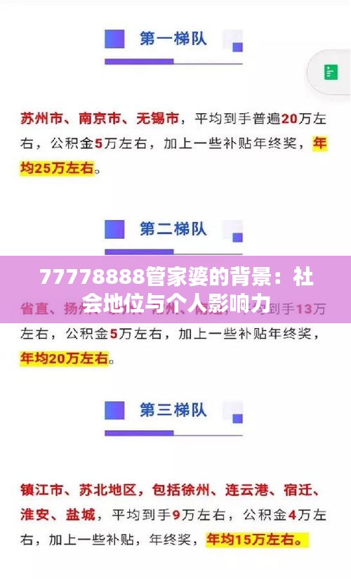 77778888管家婆的背景:社會地位與個人影響力