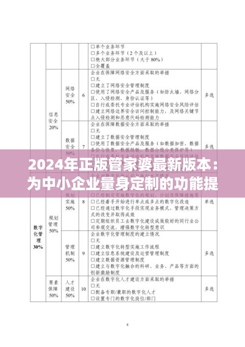 2024年正版管家婆最新版本:為中小企業(yè)量身定制的功能提升