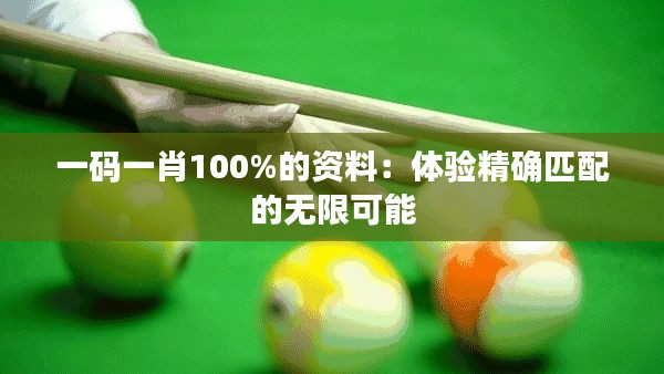 一碼一肖100%的資料:體驗精確匹配的無限可能