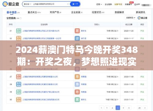 2024薪澳門特馬今晚開獎348期:開獎之夜,夢想照進現實