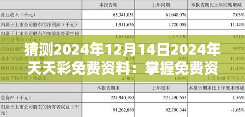 猜測2024年12月14日2024年天天彩免費(fèi)資料:掌握免費(fèi)資訊的機(jī)遇