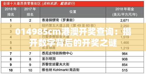 014985cm港澳開獎(jiǎng)查詢:揭開數(shù)字背后的開獎(jiǎng)之謎