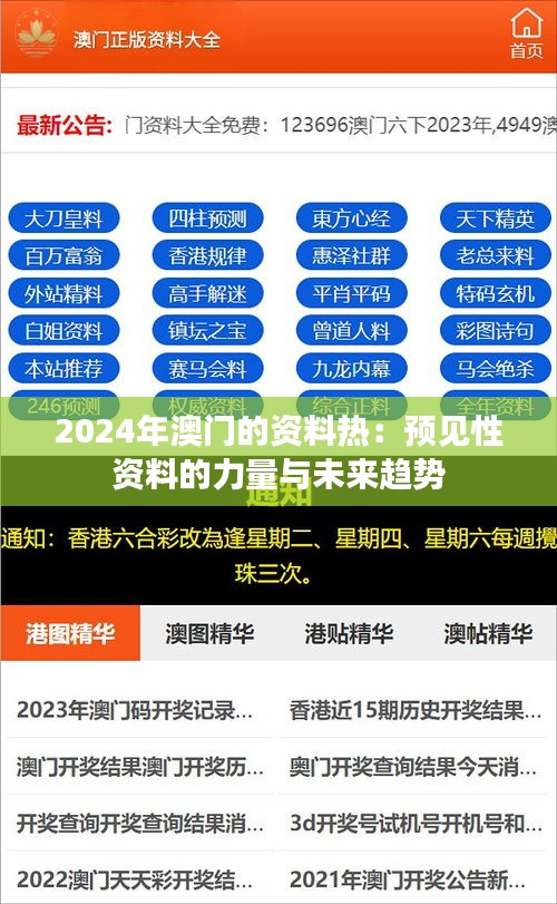 2024年澳門的資料熱:預見性資料的力量與未來趨勢