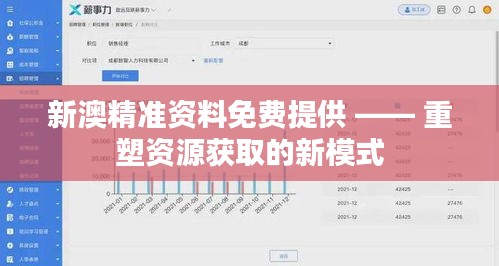 新澳精準資料免費提供 —— 重塑資源獲取的新模式