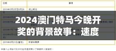 2024澳門特馬今晚開獎的背景故事:速度與策略的競逐