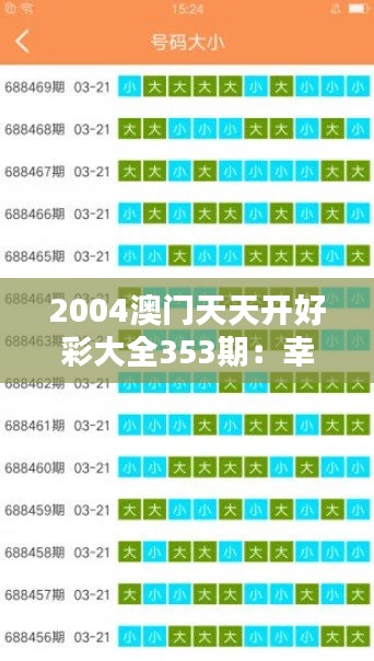 2004澳門天天開好彩大全353期:幸運(yùn)數(shù)字指南